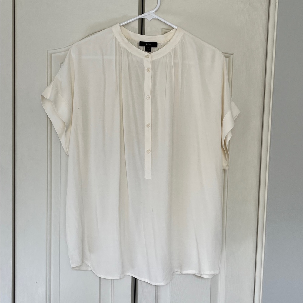 J. Crew Drapey popover shirt in cream size medium